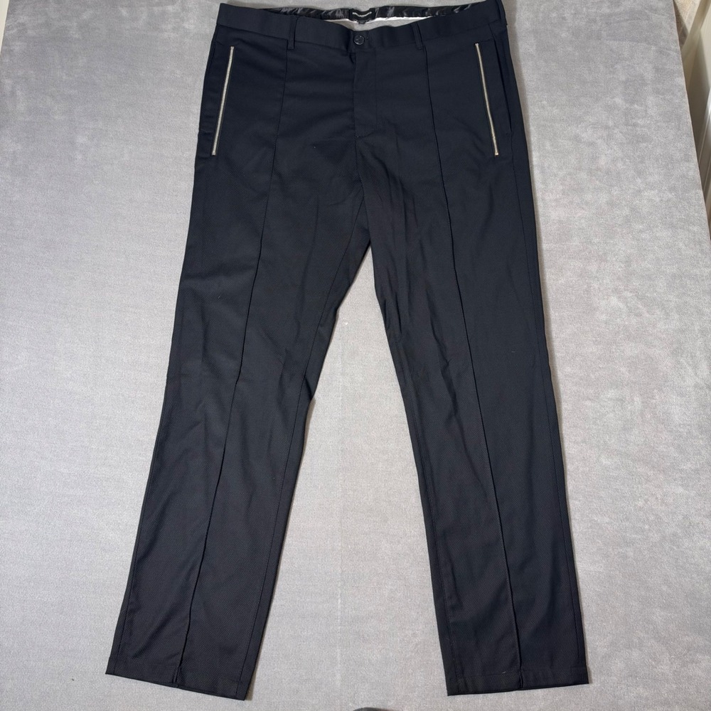 Karl Lagerfeld Paris Mens Black Wool Blend Pintuck Zipper Pocket Trousers 38